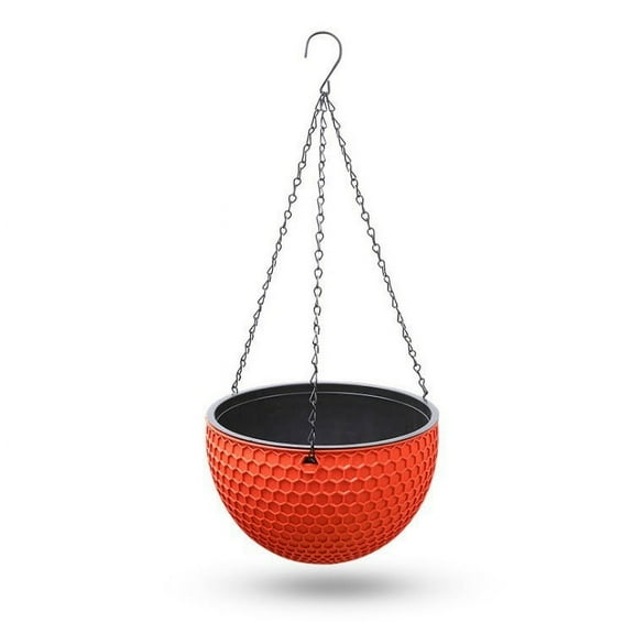 Lilixerw Plastic Hanging Planters for Indoor Plants,Hanging Basket Pot for Plant,Hanging Flower Pots for Garden Patio,Red
