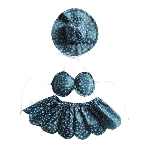 Lilixerw Porch Goose Costume Set, Star Pattern Printed Outfit with Hat and Ruffled Skirt, for Front Porch and Lawn Ornament Decoration