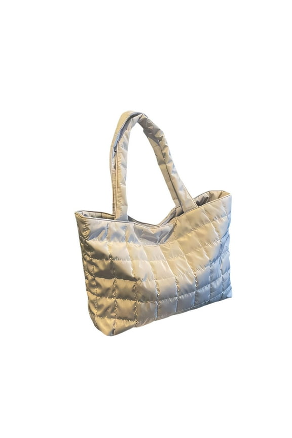 Lilixerw Puffer Tote Bag for Women Quilted Crossbody Bag,Fashion Tote Bag Crossbody Shoulder Handbags Puff Purse,White