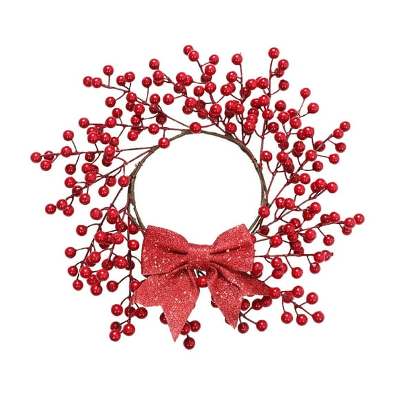 Lilixerw Red Christmas Wreath with Artificial Red Berries,Valentine's Day Door & Window Decor for Holiday Home Party Display,12.99In Festive Hanging Decoration