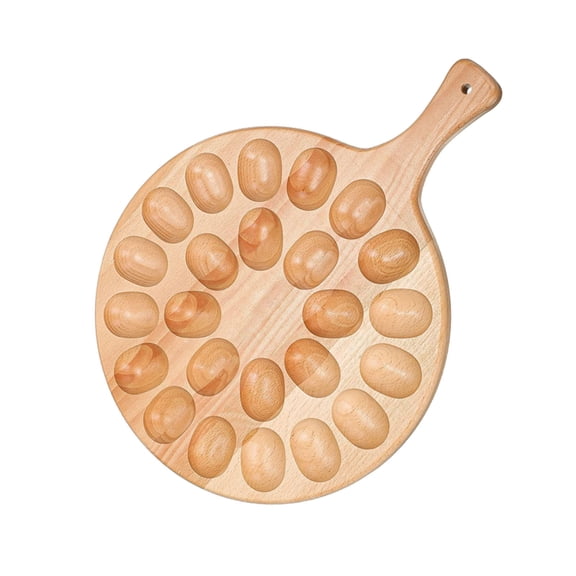 Lilixerw Reversible Wooden Egg Tray,24-Hole Deviled Egg Platter Round Charcuterie Board,Handcrafted,Safe Cooking Oil Finish,For Kitchen Countertop,Party,Easter,Thanksgiving