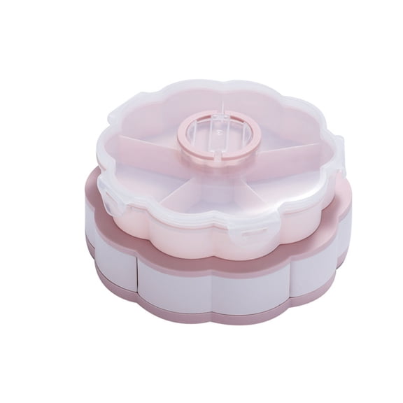 Lilixerw Rotating Fruit Snack Box Container,Divided Serving Tray with Lid - Snack Spinner,Veggie Tray with Lid for Fridge - Spinning Snack Container