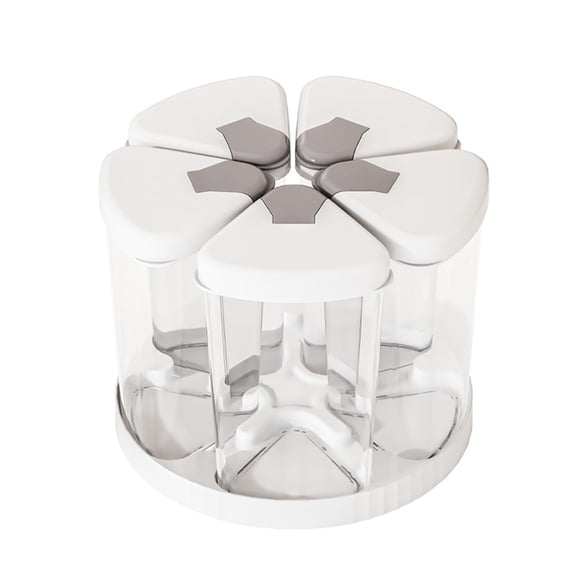 Lilixerw Rotating Grain Dispenser Grain Storage Box,5-in-1 Seasoning Containers, Clear Plastic Condiment Bottle,Food Storage Containers with Lids,for Camping,Hiking,Picnic