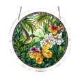 thumbnail image 1 of Lilixerw Round Suncatcher Hanging Decor,Stained Glass Style Window Decoration with Hummingbird,Butterfly and Floral Motif,for Window,Patio,Garden Fence Display,7.4 inch, 1 of 6