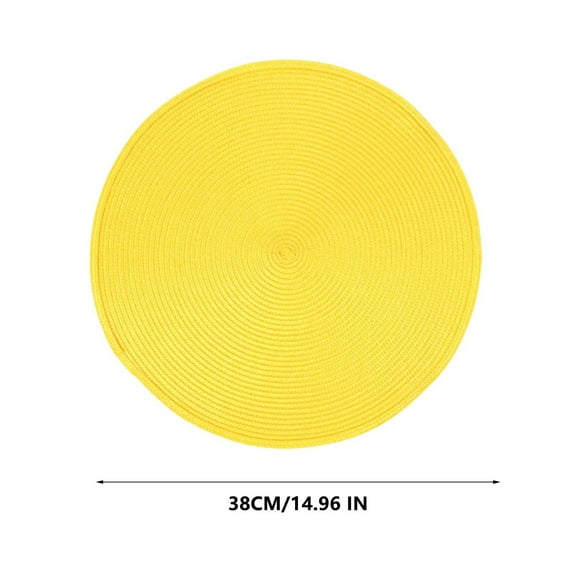 Lilixerw Round Woven Placemats,Table Braided Mats for Dining Tables,Household Woven Heat Resistant Place Mats,Yellow