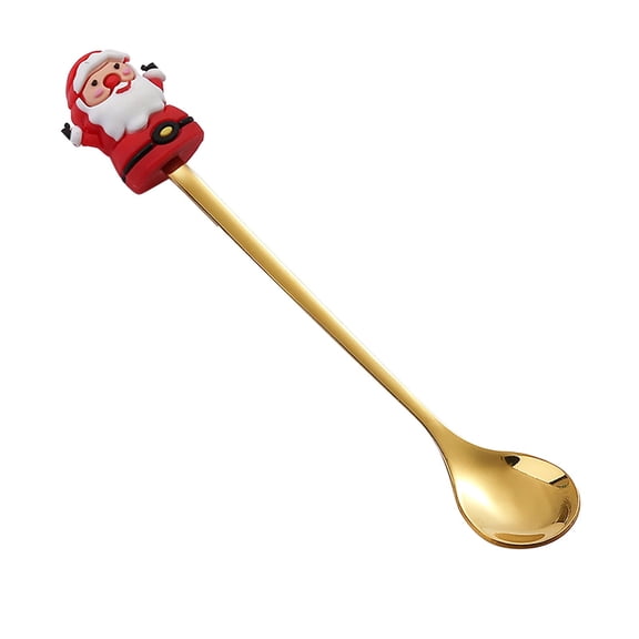 Lilixerw Santa Claus Xmas Spoon,Stainless Steel Christmas Dessert Spoon for Holiday Tableware,Gift & Bar Tool,6.5 x 1.1 Inch,Silver
