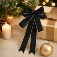 thumbnail image 1 of Lilixerw Satin Christmas Bow, Black Multi Loop Bow With Silver Edge And Pointed Tails, 5.12x7.09 Inch, for Tree Wreath Door Gift Mantel Decoration, 1 of 7