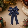 thumbnail image 1 of Lilixerw Satin Christmas Bow, Navy Blue Multi Loop Bow With Gold Edge And Pointed Tails, 5.12x7.09 Inch, for Tree Wreath Door Stair Decoration, 1 of 7