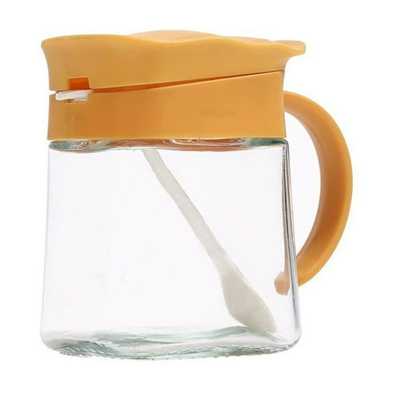 Lilixerw Sauce Jar Sugar Container Kitchen Transparent Seasoning Jar Glass Jar Combination Spoon with Lid,Storing Seasoning Spices Salt Sugar for Kitchen Counter Food Storage