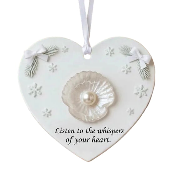 Lilixerw Sea Glass Decoration,Christmas Timeless Friendship Heart Keepsake,Heart Shaped Xmas Pendant for Christmas Tree Hanging Ornaments,Party Gifts,3.15 inch