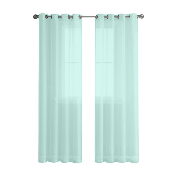 Lilixerw Sheer Curtains for Living Room,Solid Color Vertical Window Curtains for Bedroom,Farmhouse Curtains for Dining Room,2 Panels,Blue