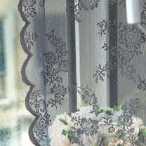 Lilixerw Sheer Voile Curtain Valances,Flower Embroidered Valance Curtains,Small Sheer Window Curtains for Bedroom Living Room Kitchen Window,Gray
