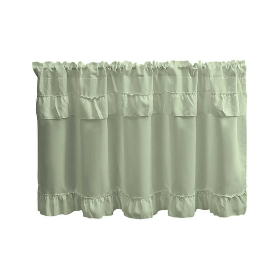 Lilixerw Short Curtains for Bedroom,Ruffled Blackout Thermal Insulated Curtain,Privacy Decorative Small Half Window Curtain,39.4 x 17.72 inch,Green