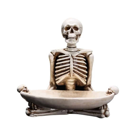 Lilixerw Skull Key Holder & Storage Box,Resin Halloween Decor for Entryway Table,Candy Dish Snack Tray,Gothic Style Home Decor