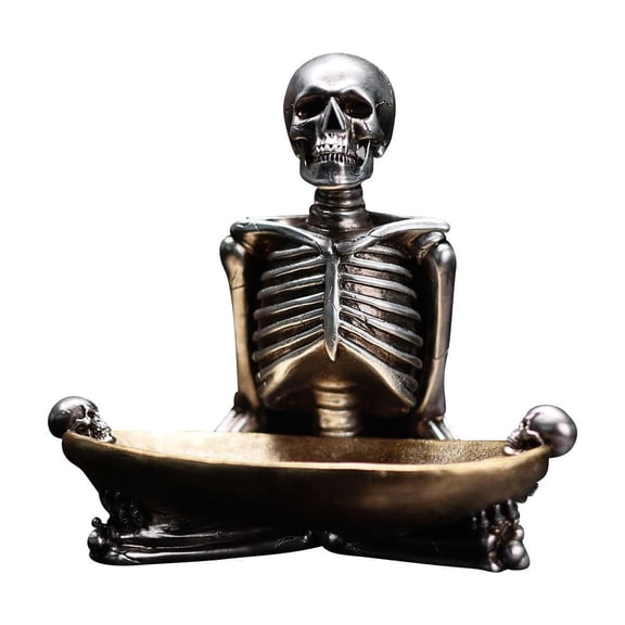 Lilixerw Skull Key Holder & Storage Box,Resin Halloween Decor for Entryway Table,Candy Dish Snack Tray,Gothic Style Home Decor