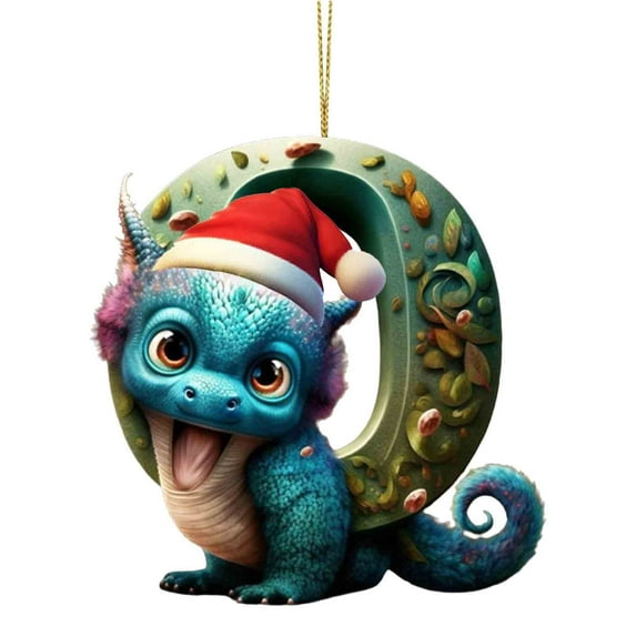 Lilixerw Small Dinosaur Letter Design Ornaments,Acrylic 26 Letter Pendants for Xmas Tree,Home Room Hanging Decor,3.15x3.15Inch,Q