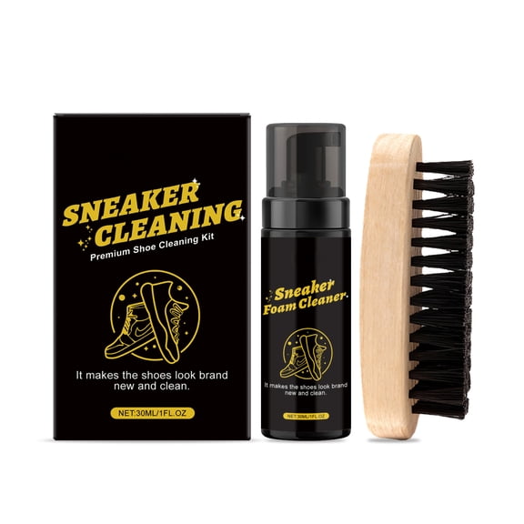 Lilixerw Sneakers Cleaning Spray Kit,Tough Stain Remover for Multi-Surface Canvas Leather,Includes Brush for Sports Shoe,Quick-Dry Non-Toxic Formula,30ml Travel Cleaning Set