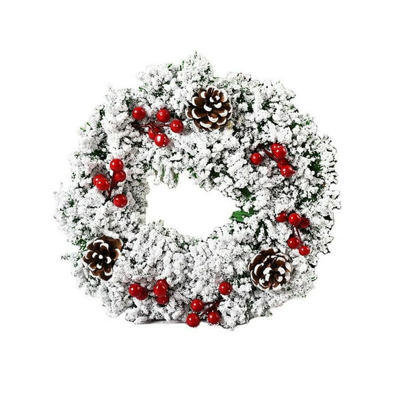 Lilixerw Snow Frost Christmas Wreath with Red Berries,12.6 Inch Winter White Holiday Party Decor for Front Door,Xmas Tree,All-Season Home Decor