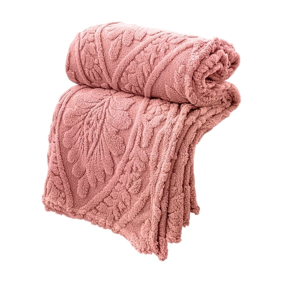 Lilixerw Soft Microfleece Throw Blanket with Leaf Texture Design Pattern,78.74x59.06 Inch Lightweight & Warm Coverlet for Bed Sofa Office Nap,All Season Multi-Purpose Blanket,Pink
