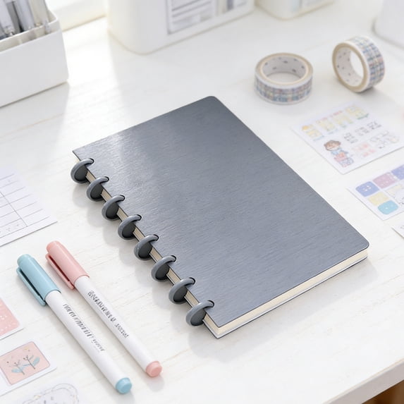 Lilixerw Spiral Notebook College Ruled Notebook,Hardcover Leather Notebook Journal for Women Men,A4 Large Lined Journal Notebooks for Work Classroom,Gray