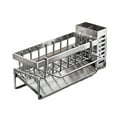 thumbnail image 1 of Lilixerw Sponge Holder for Kitchen Sink,Stainless Steel Sink Rack,Rustproof Dish Organizer,Soap Dispenser Storage,Kitchen Accessories for Organization,10.94 x 3.15 x 4.33 inch, 1 of 6