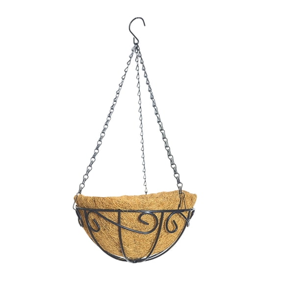 Lilixerw Spring Hanging Planter Basket with Coco Coin Liner,Hanging Flower Pots Outdoor Decorative Round Wire Plant Holder with Chain Metal Hanging Baskets for Plants Outdoor