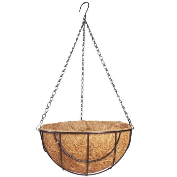 Lilixerw Spring Hanging Planter Basket with Coco Coin Liner,Hanging Flower Pots Outdoor Decorative Round Wire Plant Holder with Chain Metal Hanging Baskets for Plants Outdoor