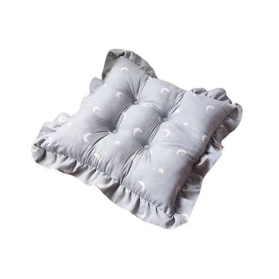 Lilixerw Square Lace Ruffle Velvet Floor Cushion,Soft Chair Pad with Strap for Office,Reading,Meditation,Perfect for Indoor/Outdoor Use,15.75in,Gray