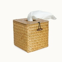 Lilixerw Square Tissue Box Seagrass Tissue Box Holder,Rattan Tissue Box Cover,Woven Tissue Holder Facial Tissues Boxes,for Bathroom Toilet Living Room Kitchen Office Table Desk