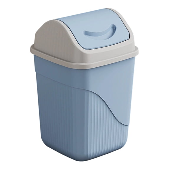 Lilixerw Square Trash Can With Lid,Plastic Portable Trash Can for Under Desk,Office,Bedroom,Bathroom,Blue
