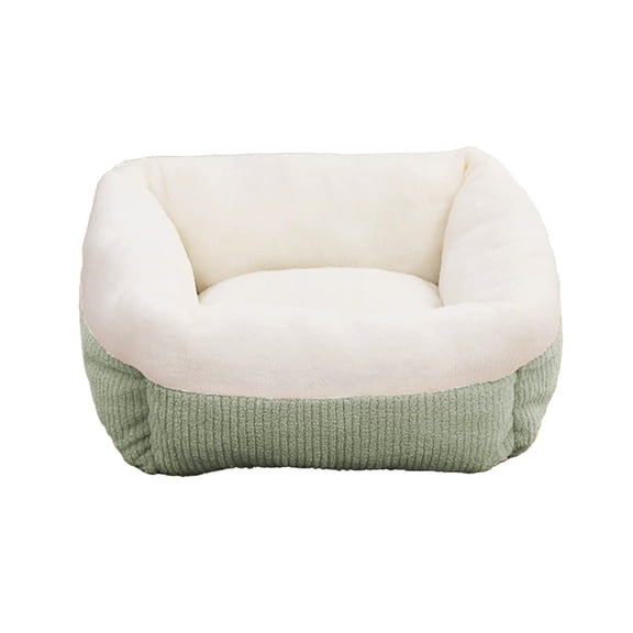 Lilixerw Square Winter Plush Cat Bed,Soft Fluffy Pet Bed for Cats and Small Dogs,with Non-Slip Base,Removable Pet Cushion,Green,18.89x7.87In