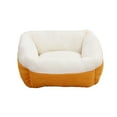 thumbnail image 1 of Lilixerw Square Winter Plush Cat Bed,Soft Fluffy Pet Bed for Cats and Small Dogs,with Non-Slip Base,Removable Pet Cushion,Orange,18.89x7.87In, 1 of 6