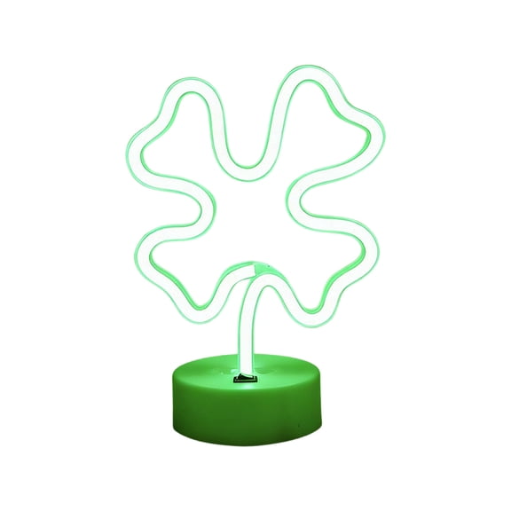 Lilixerw St. Patrick‘s Day Four-Leaf Clover Window Light,Battery & USB Powered LED Decoration with Suction Cups for Wall Glass Door,Green,9.45 Inches