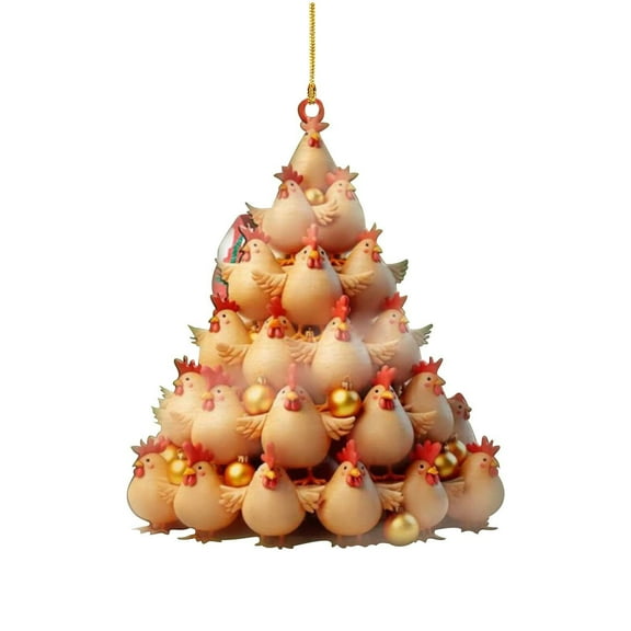 Lilixerw Stacking Chicken Funny Christmas Ornaments,3.54 inch Christmas Party Decoration Pendant Gift for Men & Women,Christmas Tree Hanging Decorations