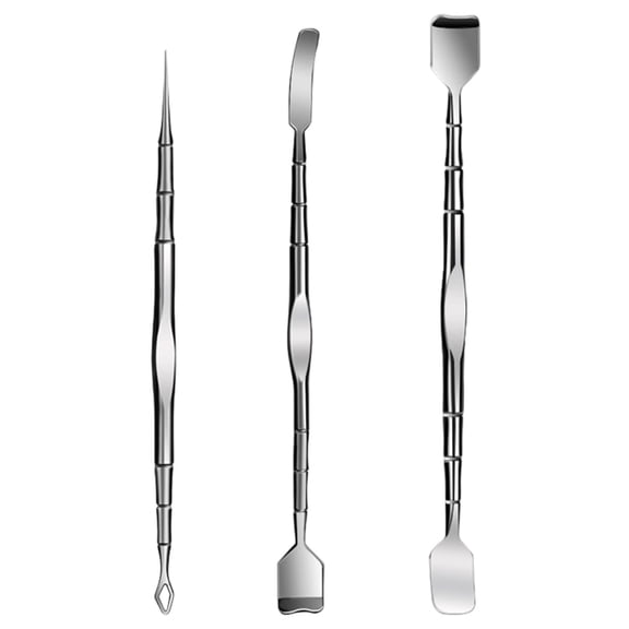 Lilixerw Stainless Steel Blackhead Remover Set,3-Piece Pimple Extraction Kit,Blackhead Squeezing Tool with Needle,Shovel,Elbow Shovel,Silver