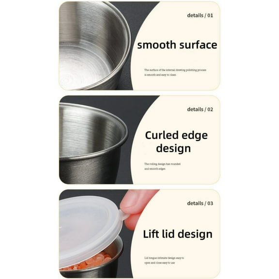 Lilixerw Stainless Steel Dipping Sauce Cups,Reusable Metal Condiment Bowls,Individual Portion Cups,Small Round Cup for Home,Restaurant