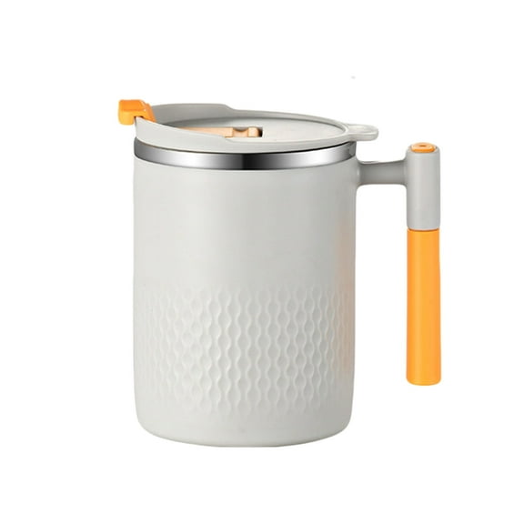 Lilixerw Stainless Steel Mug with Handle,Reusable Double Layer Camping Coffee Mug,Travel Cup for Camping,Office,Home,450ML,White