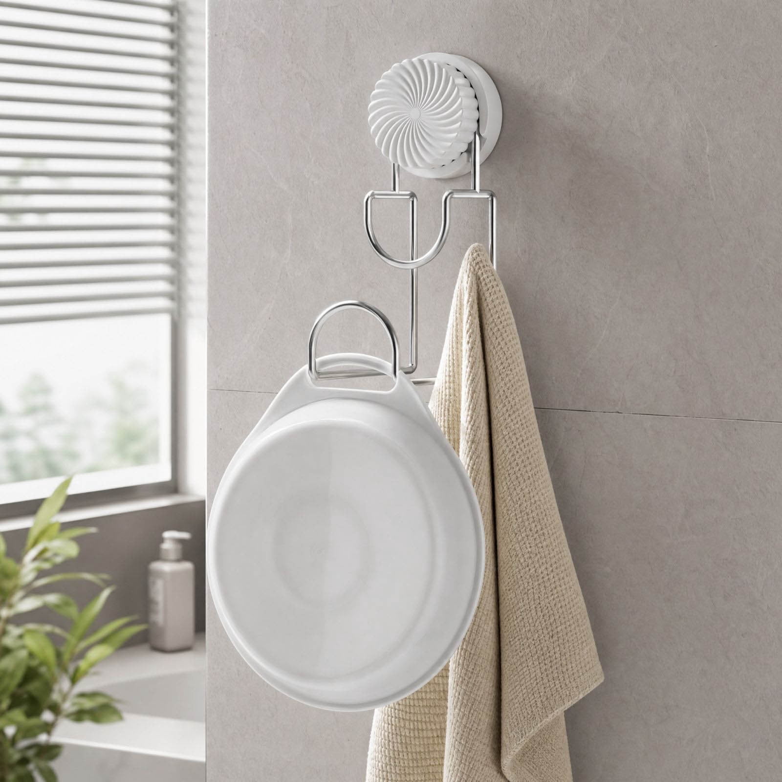 Lilixerw Suction Cup Basin Hanging Hook, White Swirl No Drill Wall ...