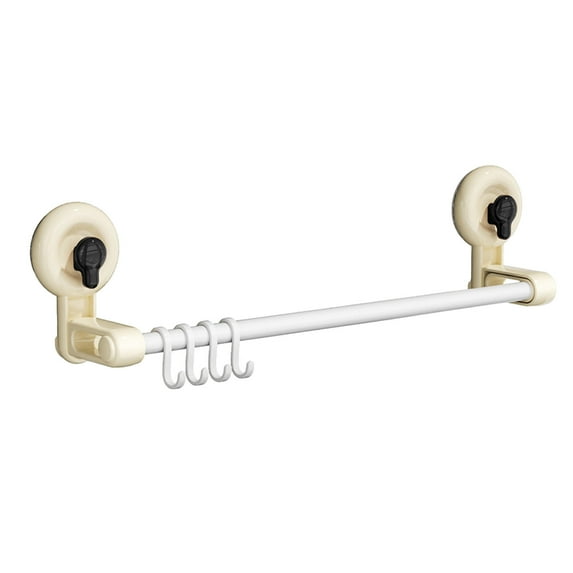 Lilixerw Suction Cup Towel Bar Towel Rack,Removable Vacuum Suction Towel Holder Towel Rack for Bathroom Kitchen with 4 Hooks