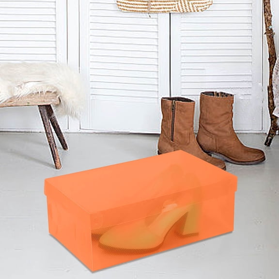 Lilixerw Transparent Shoe Box Decoration, Orange Stackable Flip Lid Sneaker Storage Organizer for Closet, Entryway, Shelf, Display, Home, Bedroom