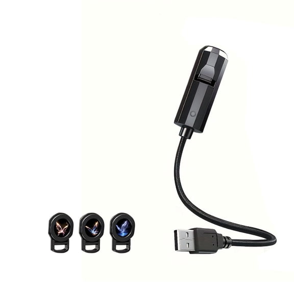 Lilixerw USB Powered Star Projector Night Light,Creative Adjustable Projector Lamp with 360° Rotation & 3 Interchangeable Films,for Bedroom,Travel,11x1 Inch,Multi-Color