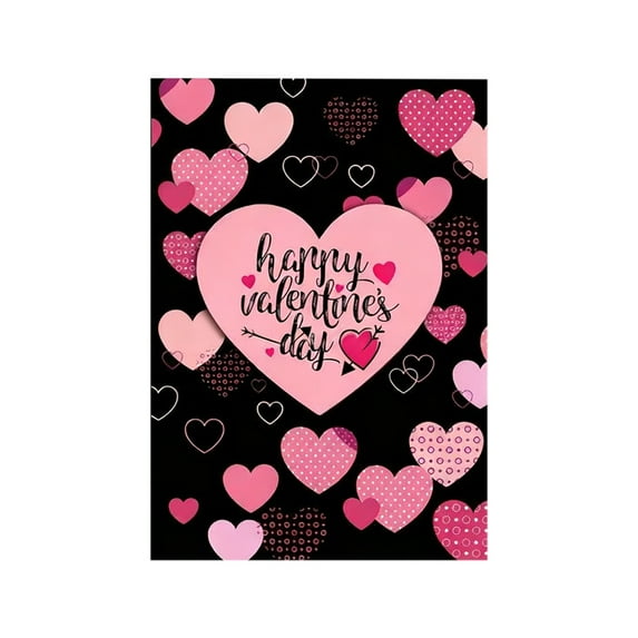 Lilixerw Valentine‘s Day 12x18 Inch Garden Flag,Double-Sided Linen Festive Banner with Pink Hearts,Fits Standard Flagpole,For Patio Yard Porch Farmhouse Outdoor Decor