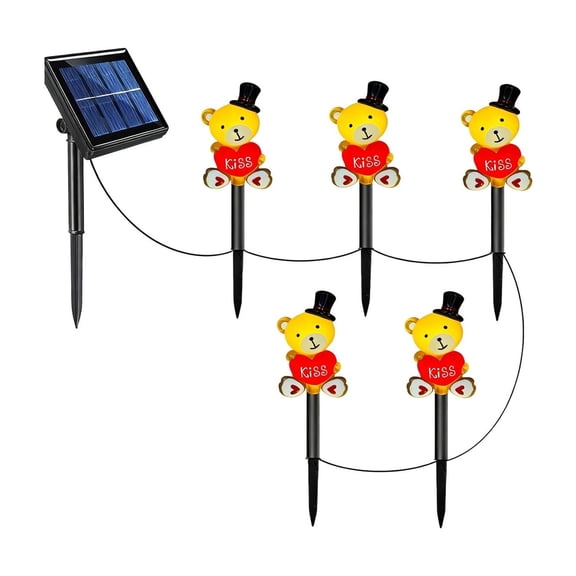 Lilixerw Valentine's Day 13.98 Inch Solar Stake Lights Set,One to Five 6-LED String Lights,Automatic Dusk to Dawn,Festive Waterproof Solar Lights for Outdoor Garden Yard Decor