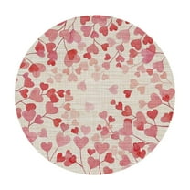 Lilixerw Valentine's Day 14.2 Inch Round Placemat,Heart-Shaped Table Mat,Festive Heat-Resistant Linen Kitchen Table Placemat for Anniversary Wedding Restaurant Decor,Multicolor