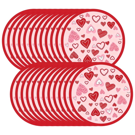 Lilixerw Valentine's Day 16 PCS 7 Inch Disposable Paper Plates,Heart Patterned Party Dinnerware,For Birthday,Classroom,Decorative Dessert & Snack Plates,Multicolor