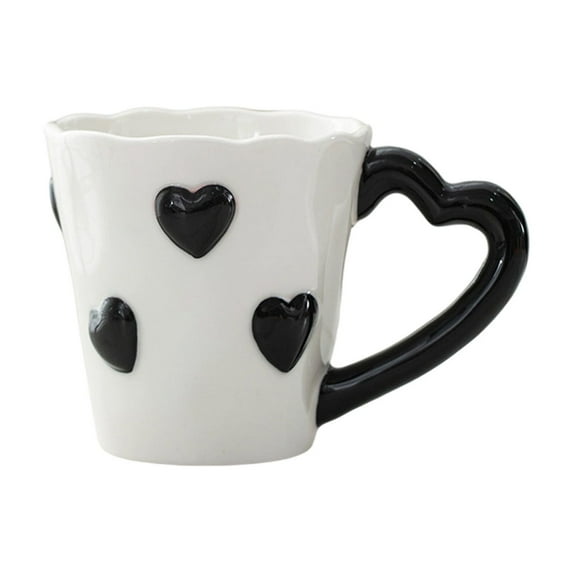 Lilixerw Valentine's Day 5.27 Inch Couple Mugs with Love Heart Pattern,White Ceramic Coffee Mug with Heart Design,Festive Gift for Couples Him and Her,Romantic Cute Cup