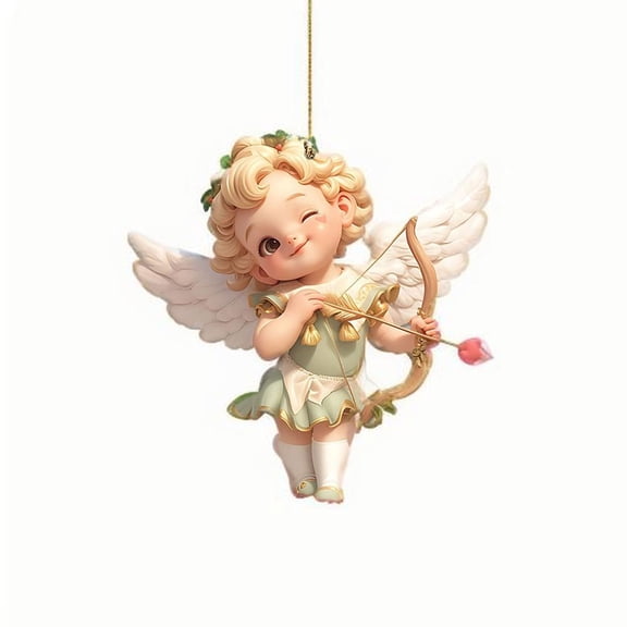 Lilixerw Valentine's Day Cute Angel Hanging Keychain,Acrylic Heart-Shaped Pendant for Car Rearview Mirror,Backpack Hanging Ornament,Cute Couple Gift for Him/Her,Multicolor,3.15In