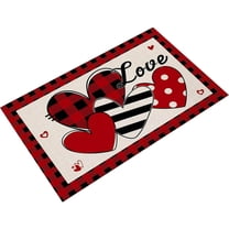 Lilixerw Valentine's Day Heart Pattern Doormat 16x24 Inch,Love Theme Non-Slip Rug,Indoor Outdoor Waterproof Welcome Mat for Porch Door Kitchen,Polyester Washable Floor Mat,Gift for Couples