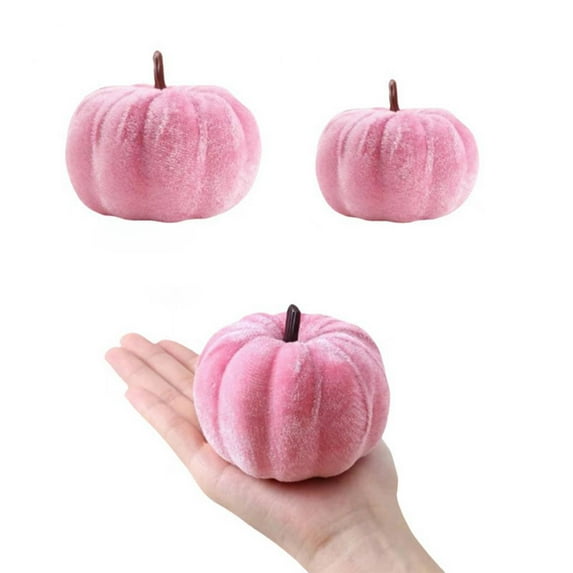 Lilixerw Velvet Pink Pumpkins for Decorating,Fake Pumpkin for Fall Table Centerpieces Decor,Halloween Thanksgiving Wedding Party Supplies