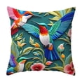 thumbnail image 1 of Lilixerw Vintage Floral Bird Printed Cushion Cover,17.72 Inch Retro Simulated Hummingbird Embroidered Pillowcase for Sofa Living Room Decor,Soft Velvet Polyester Pillowcover,Multicolor, 1 of 6